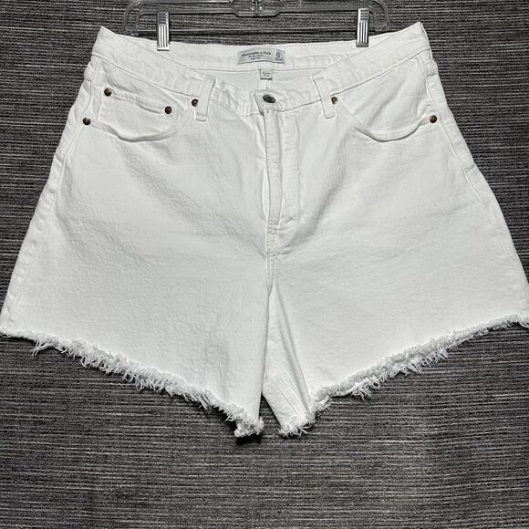 Abercrombie & Fitch Pants - Abercrombie & Fitch Shorts Women's 32/14 White Dad Short High Rise Curve Love